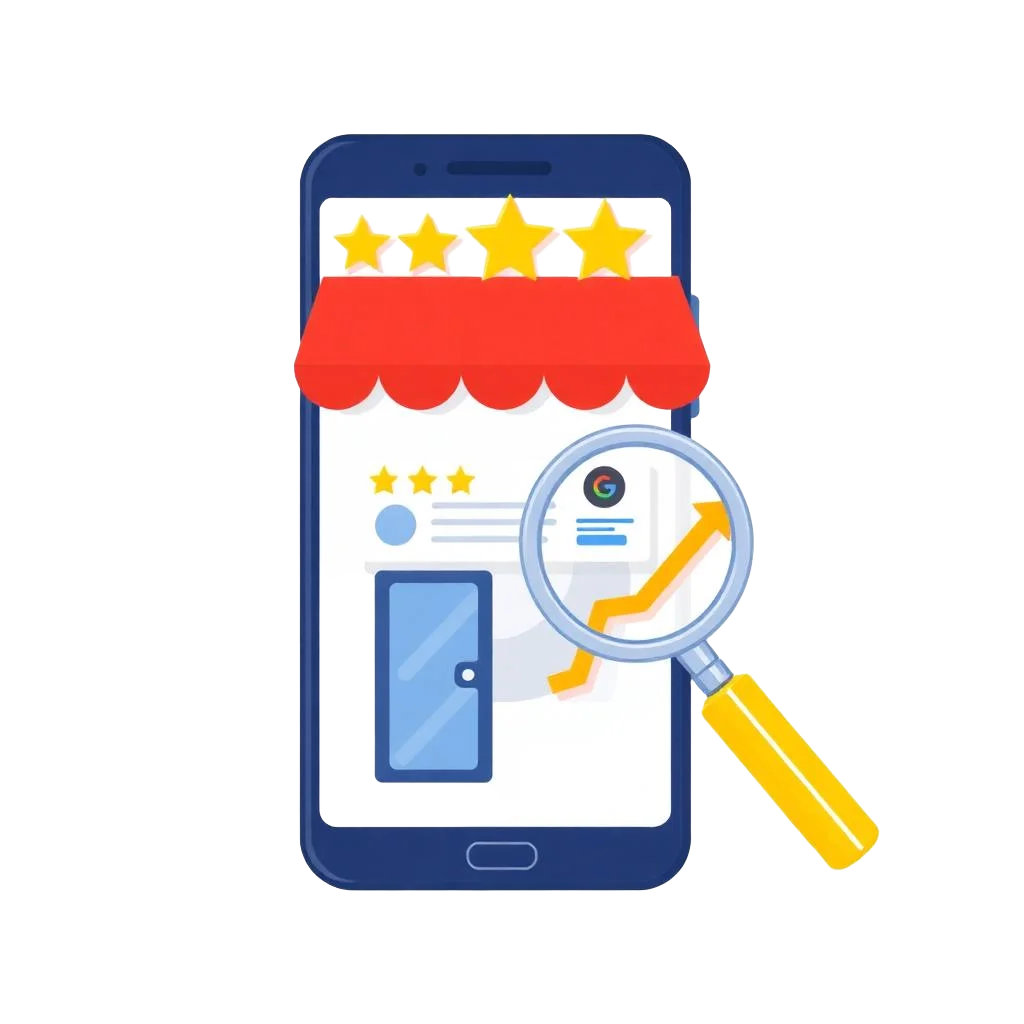Local business ranking on Google with five-star reviews