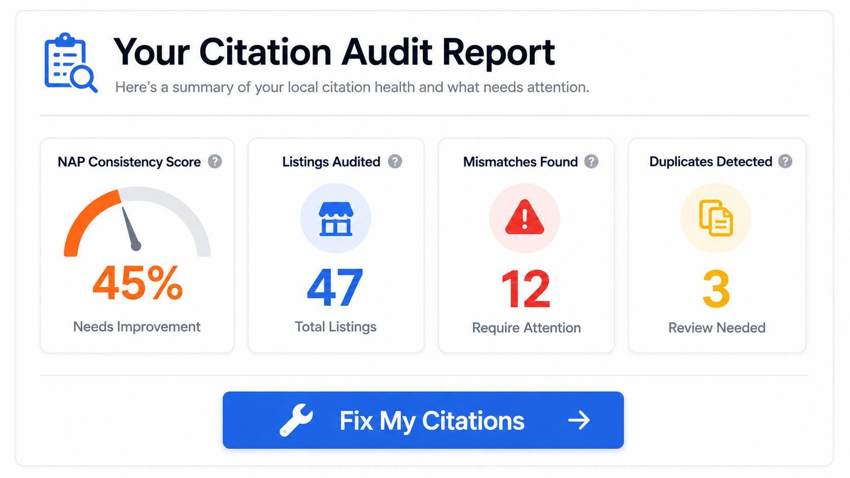 Local SEO Citation Audit Report From Local Hero Live 7